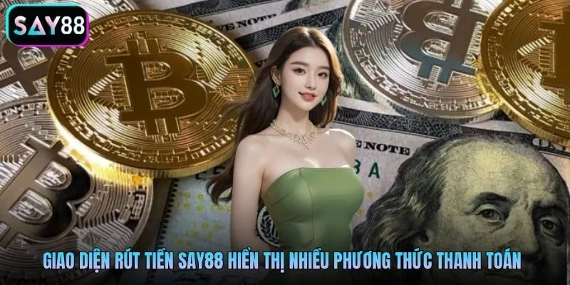 Giao diện rút tiền Say88 hiển thị nhiều phương thức thanh toán